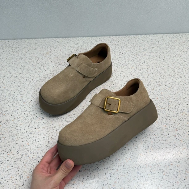 休闲厚底增高松糕底英伦风ins风2025秋冬勃肯魔术贴单鞋时尚女鞋