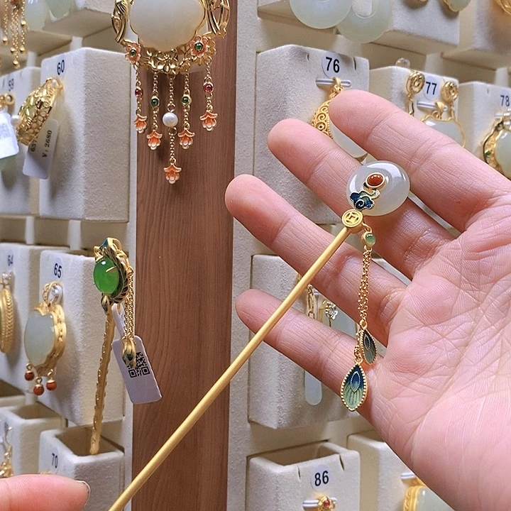 和田玉颈饰银S925镶嵌