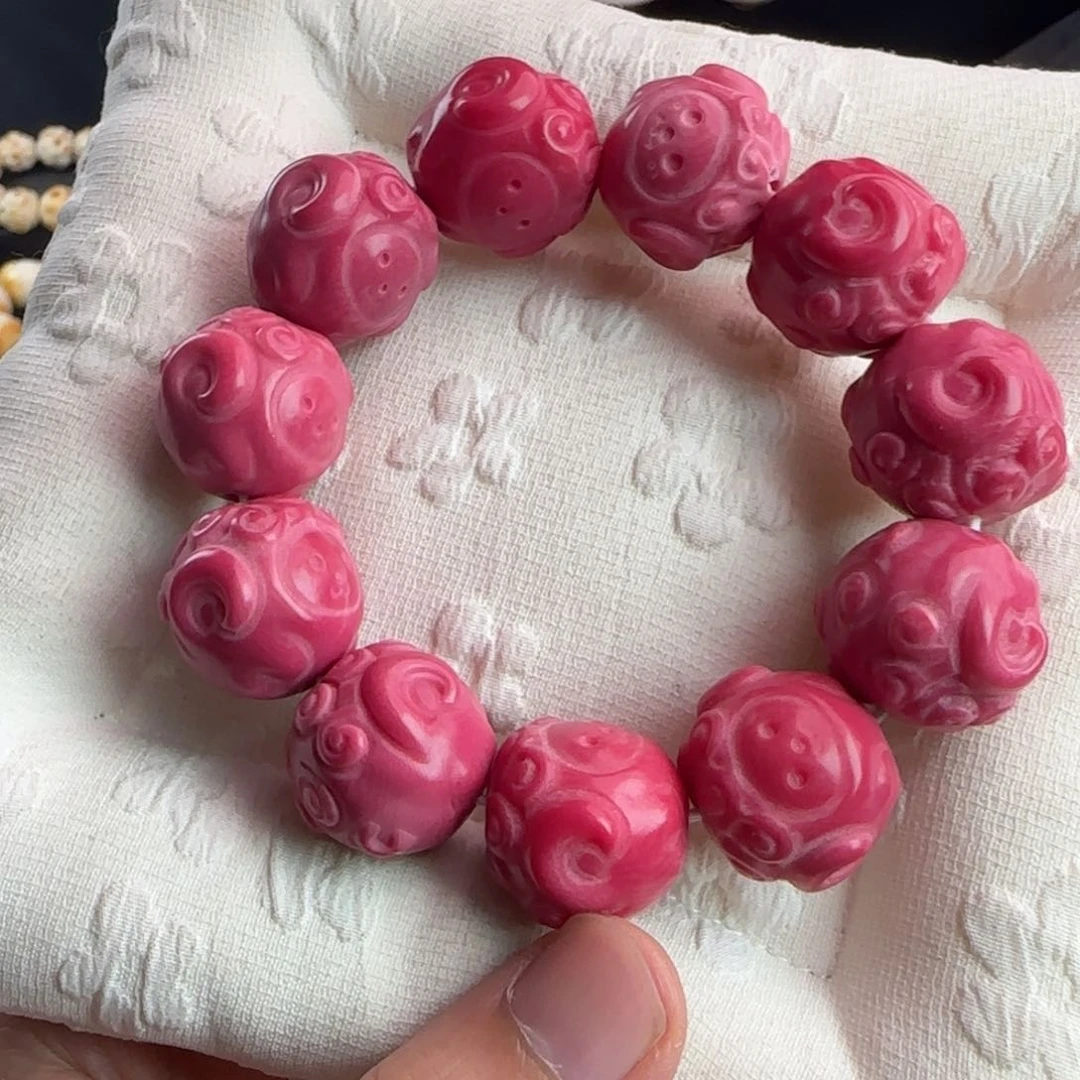 菩提根/象牙果手串瑕疵粉色羊头手串一条