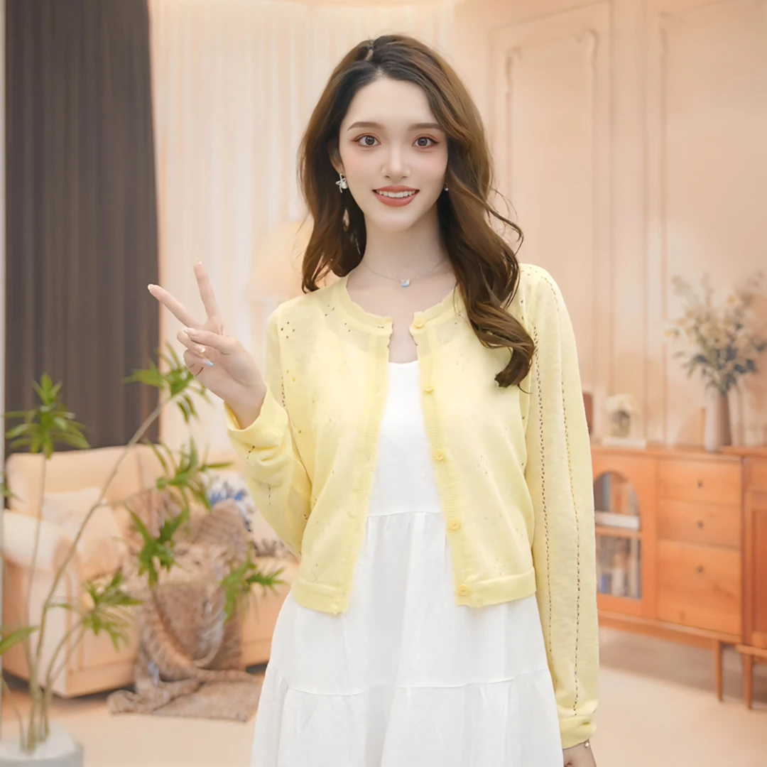 【一秒入夏】茵曼25年夏设计感显瘦时尚女装舒适休闲百搭纯色针织衫