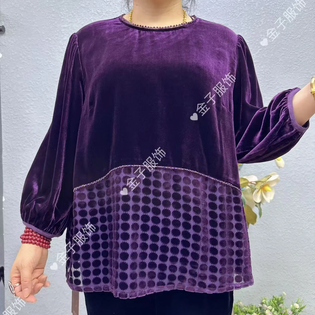 P7-2087桑蚕丝遮肚子时尚显瘦妈妈装