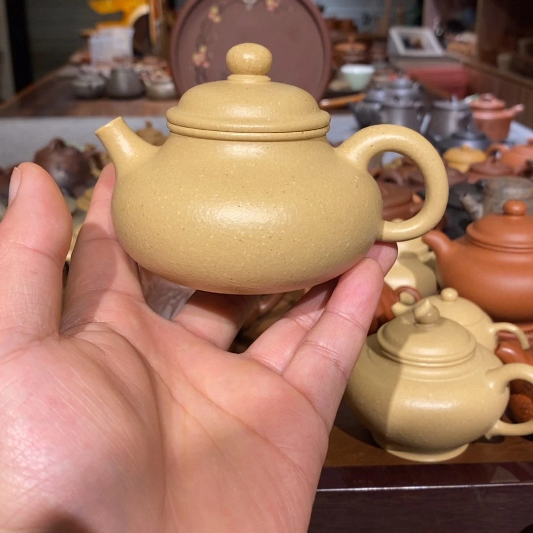 紫砂茶杯原矿本山绿泥之梨皮绿泥容天215cc