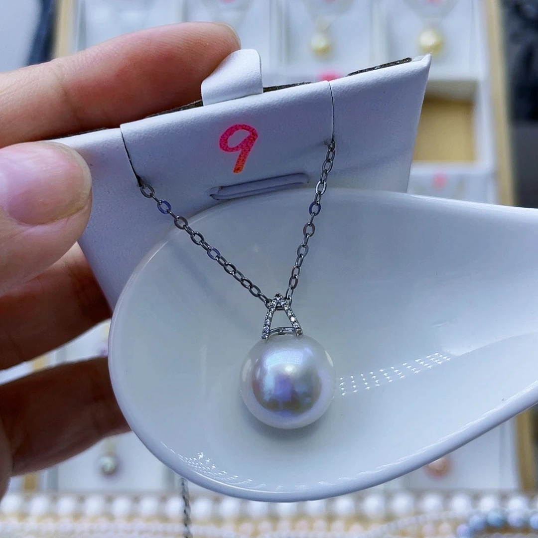 淡水珍珠18K金镶嵌吊坠(不含链)