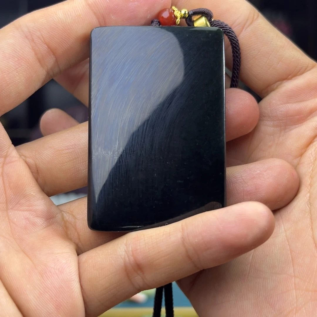 和田玉挂件未镶嵌纯天然新疆沙枣青无事牌