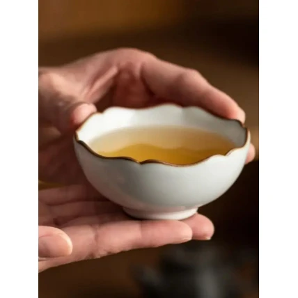 厚湖窑 月光白汝窑花语杯茶杯单杯