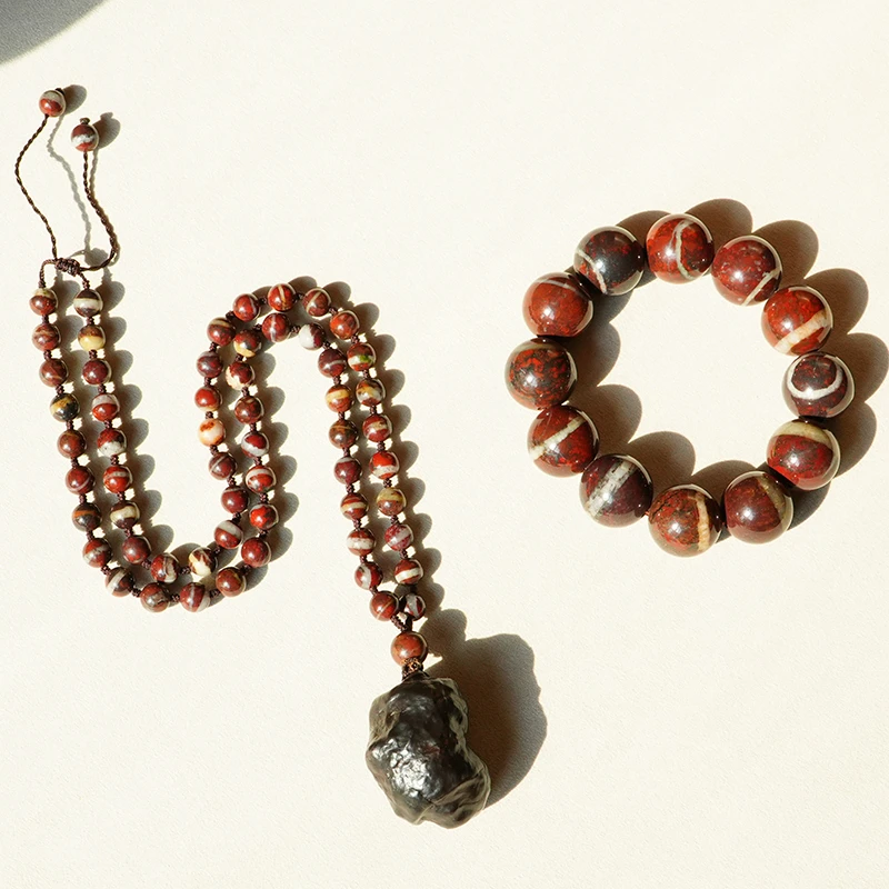 【西域天石】黑天宝手串一线天火星陨手串时尚百搭