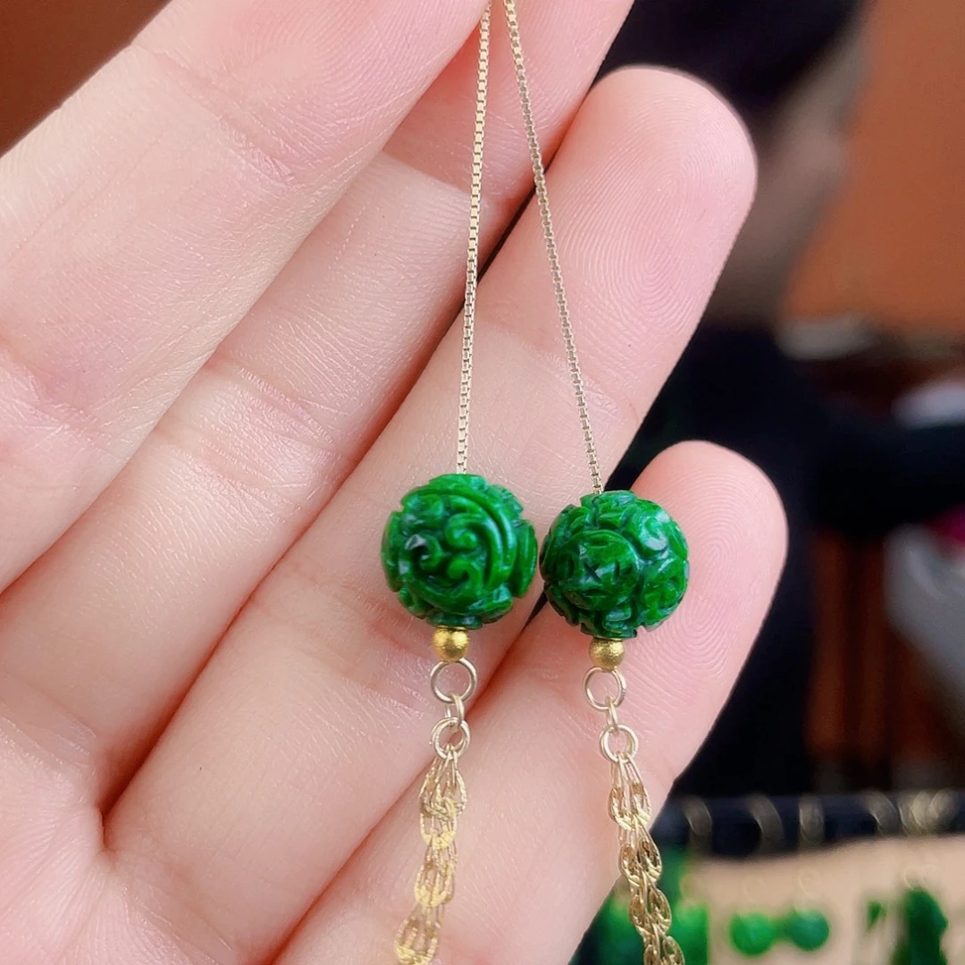 翡翠银S925镶嵌耳饰