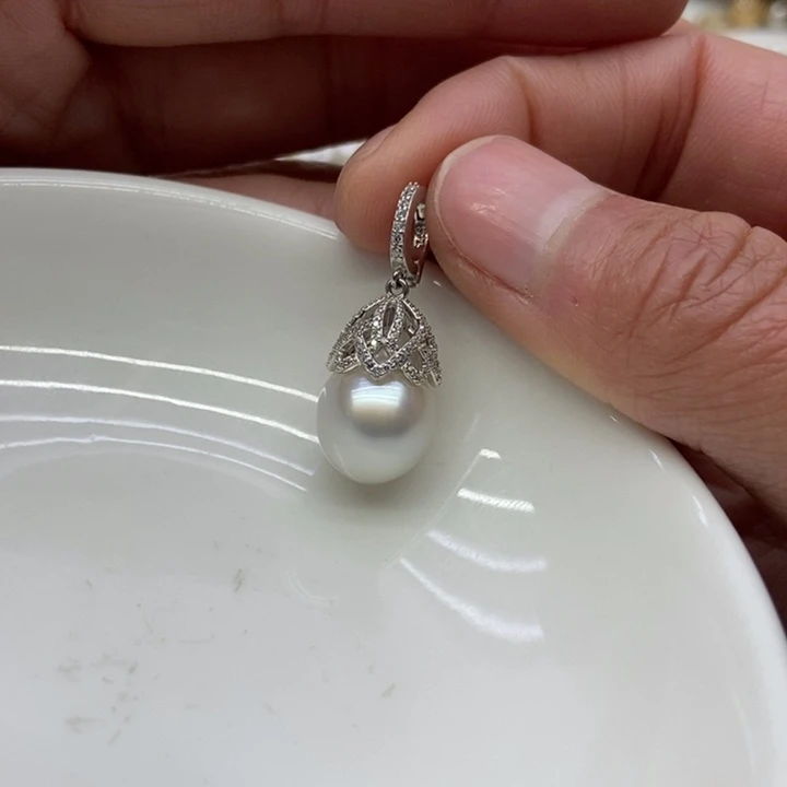 海水珍珠吊坠(不含链)银S925镶嵌