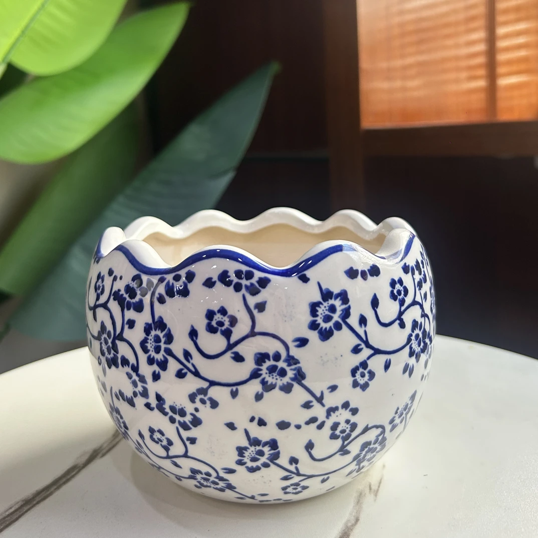 A212口14高10中国风青花瓷花盆家用蝴蝶兰铁树等绿植专用高档花盆