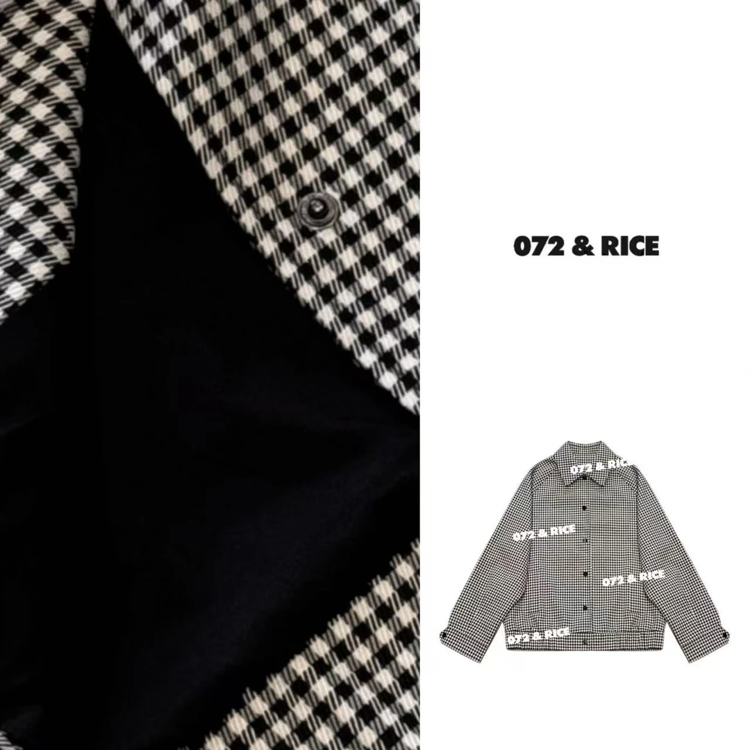 072 & RICE【小禾格】秋季休闲格子翻领长袖夹克外套 A-32MU031