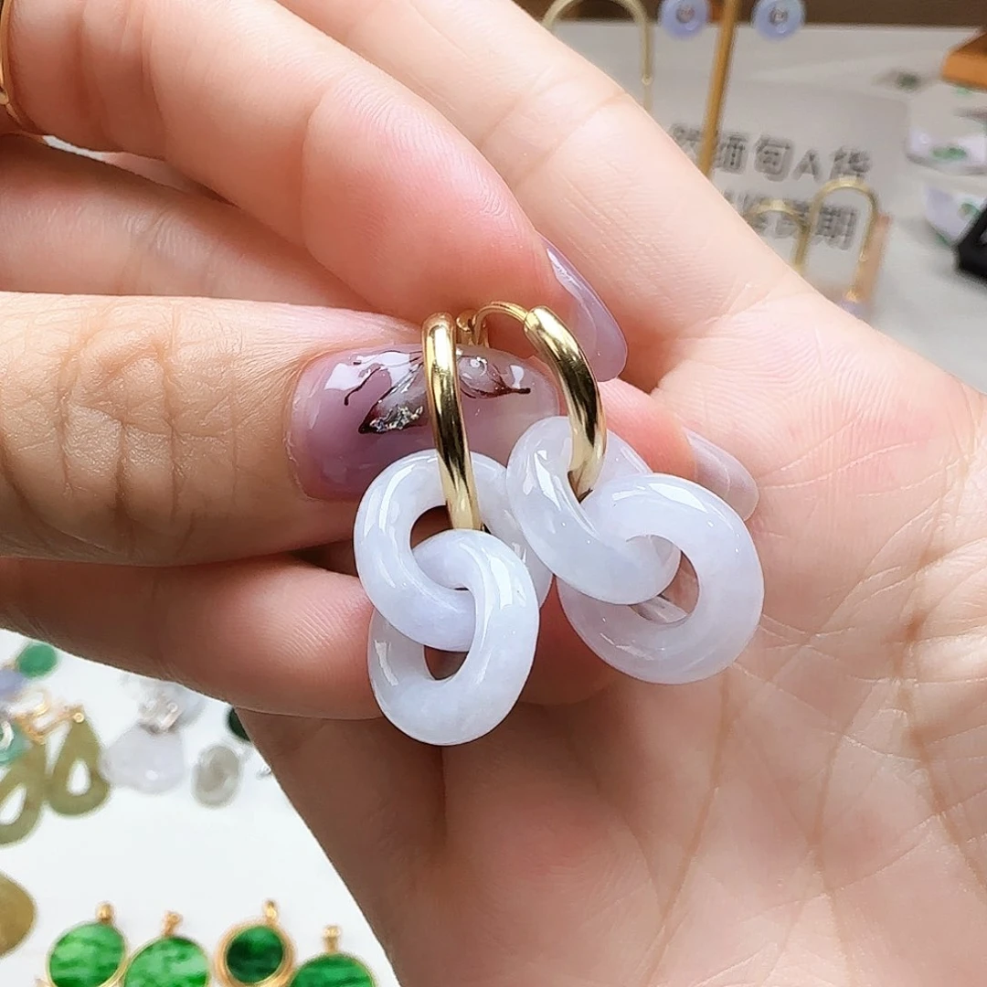 翡翠银S925镶嵌耳饰欣**格耳包款