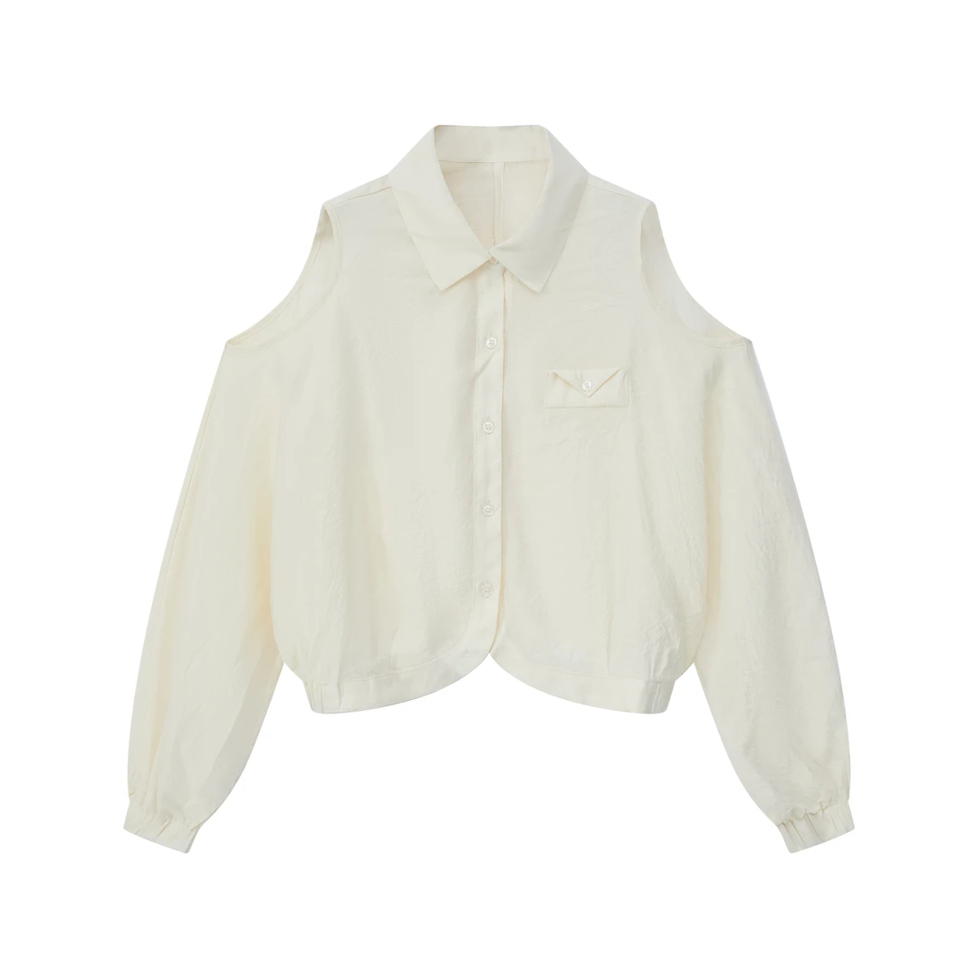 【亨帝诗专属】2025春夏新款设计感时尚简约休闲露肩外套8860