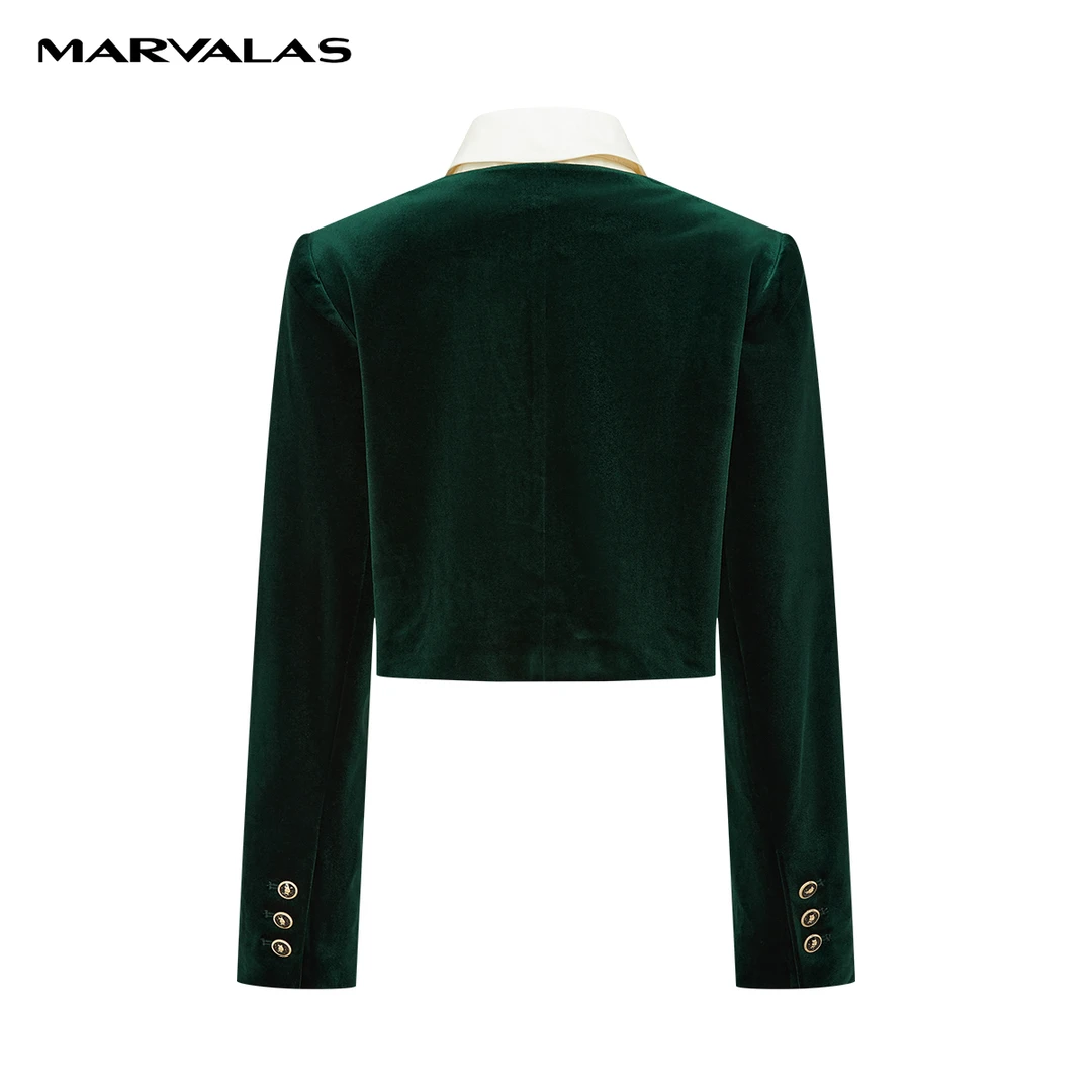 【丽公主】曼德诗短款外套弹力丝绒拼色上衣M421306757