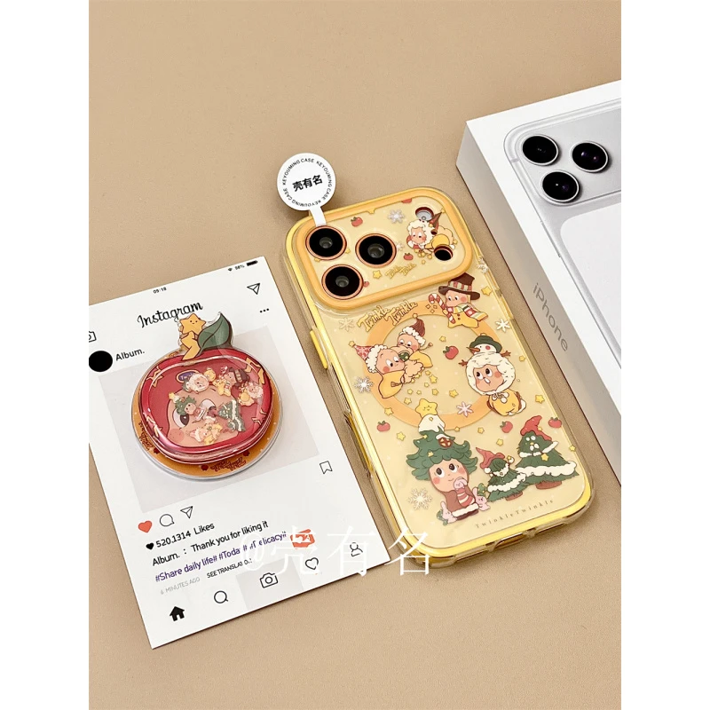 卡通星星人苹果摇摇乐磁吸支架适用苹果17手机壳iPhone16/15/14新