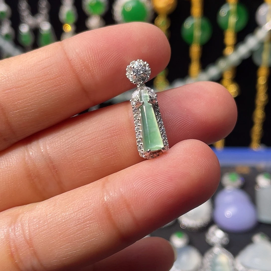 翡翠银S925镶嵌吊坠(不含链)