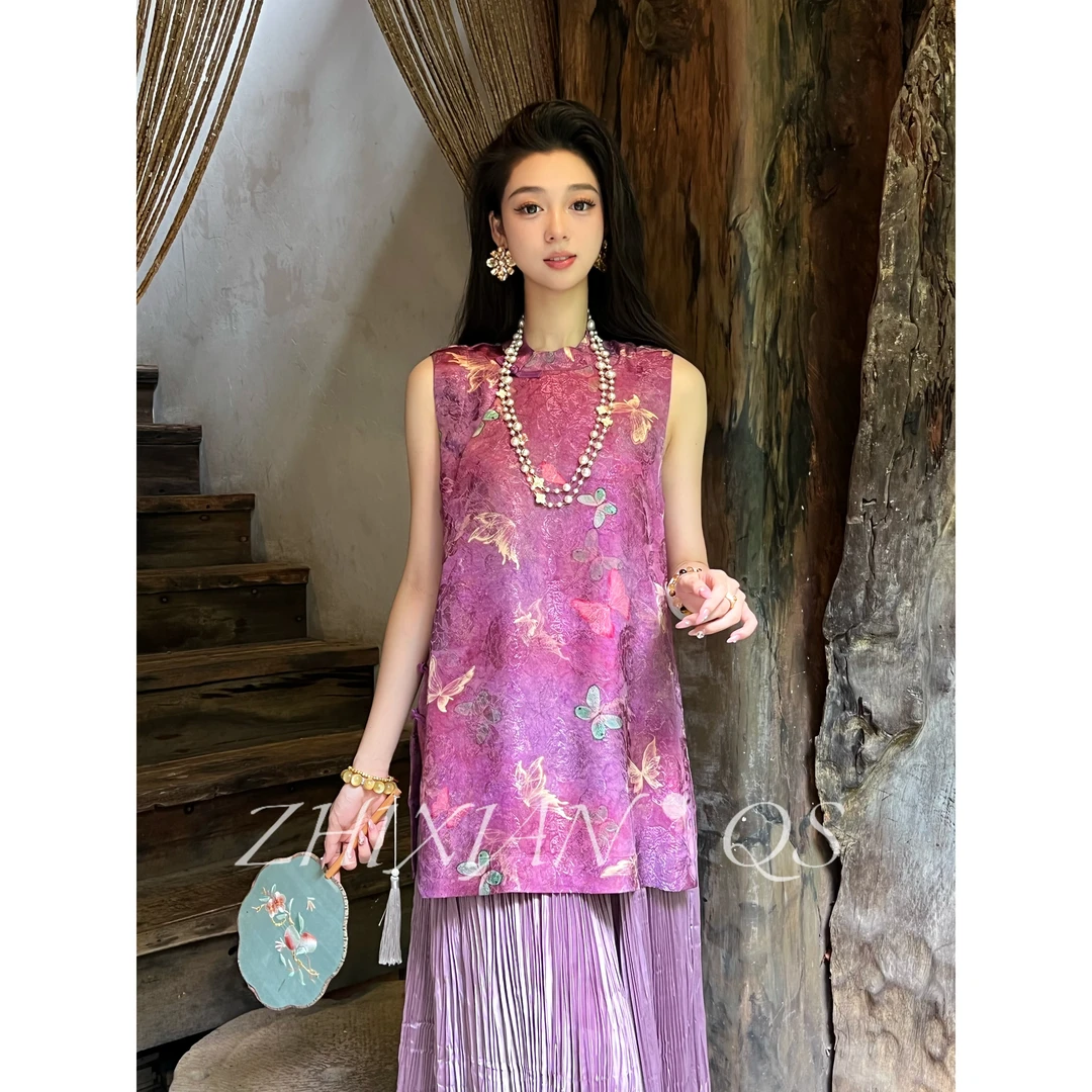 香云蝶影-25年夏季新款人丝香云新中式大女主小上衣