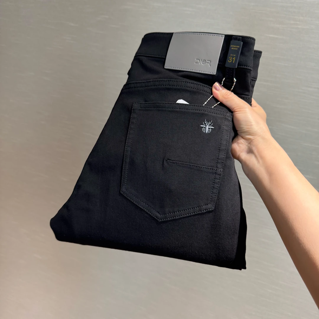 秋冬黑牛（不褪色）CD经典复刻修身小直筒黑色牛仔裤