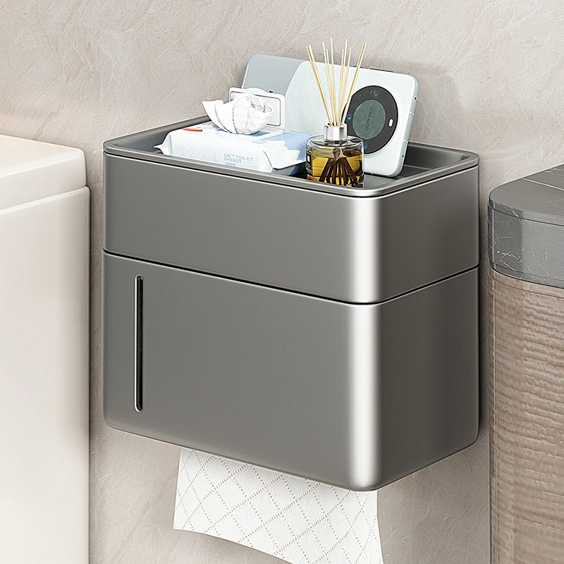优勤太空铝卫生间厕纸盒免打孔防水厕所纸巾盒卫生纸置物架壁挂