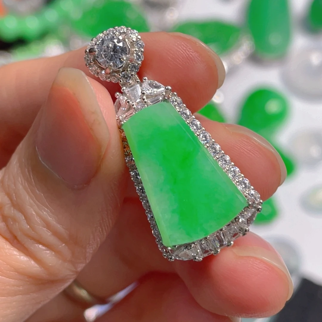 翡翠银S925镶嵌吊坠(不含链)