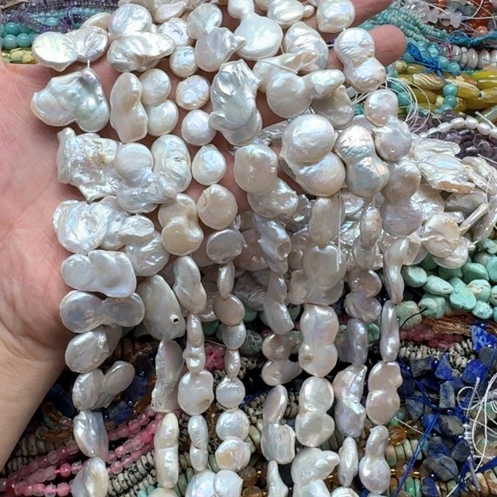 合金玛瑙/玉髓珠宝半成品一条巴洛克珍珠