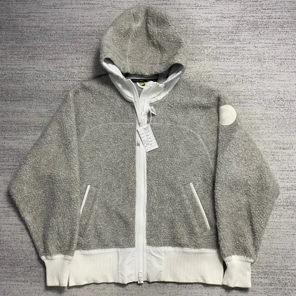 99新 CANADA GOOSE 加拿大鹅 XS灰色泰迪羊羔毛抓绒连帽外套