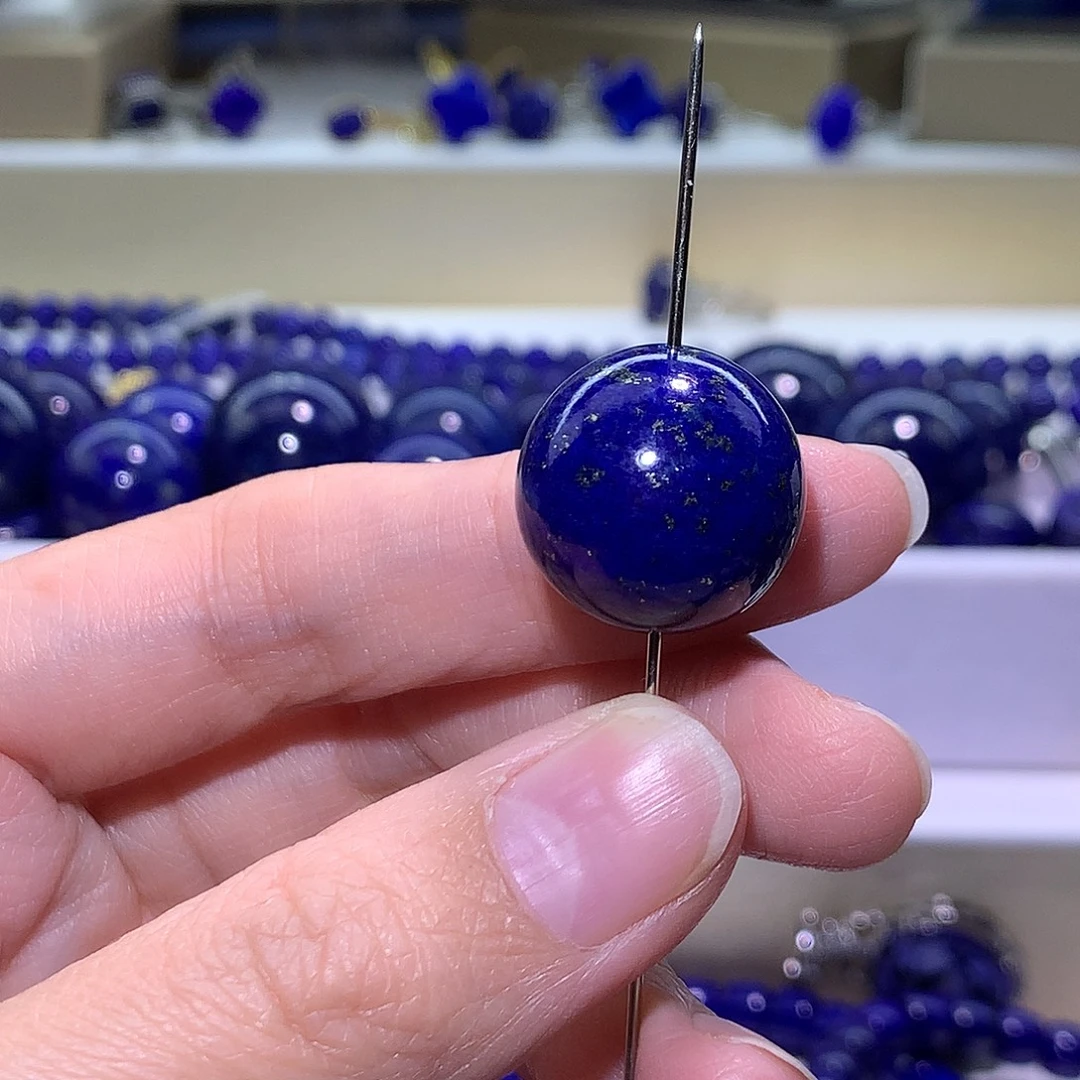 青金石未镶嵌天然原矿单珠18.5m