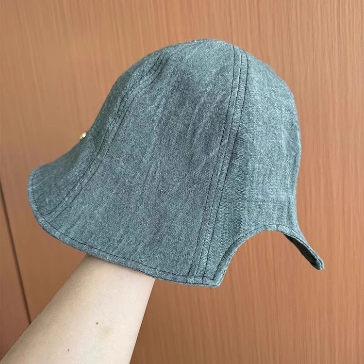 出口日本麻料怀旧轻薄透气防晒渔夫帽子女春夏显脸小盆帽可扎马尾