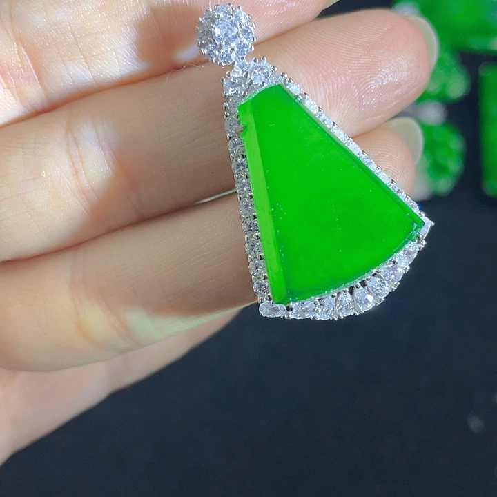 翡翠银S925镶嵌吊坠(不含链)