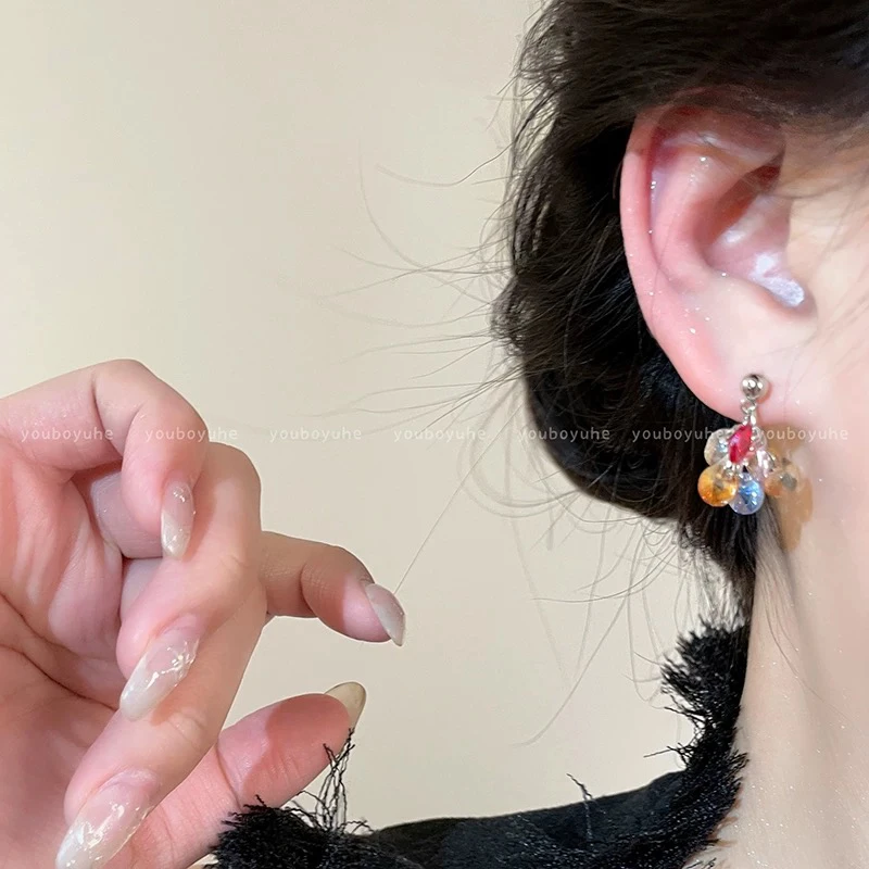 铜合金耳饰 7170彩色小流苏耳环新款爆款春夏小众耳钉女轻奢高级