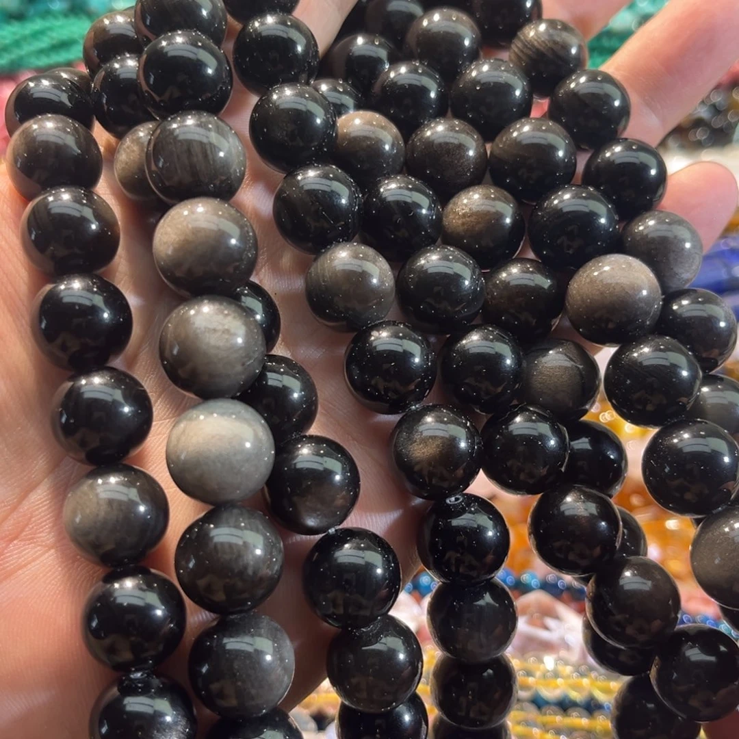 未镶嵌玛瑙/玉髓珠宝半成品双眼银曜一条14mm