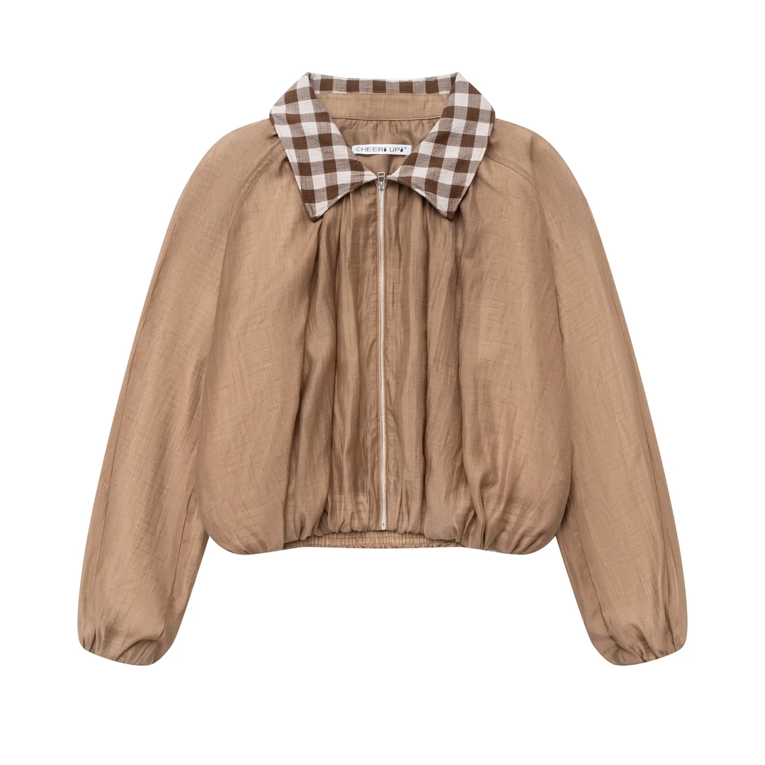 格纹领扭扭乐防晒夹克