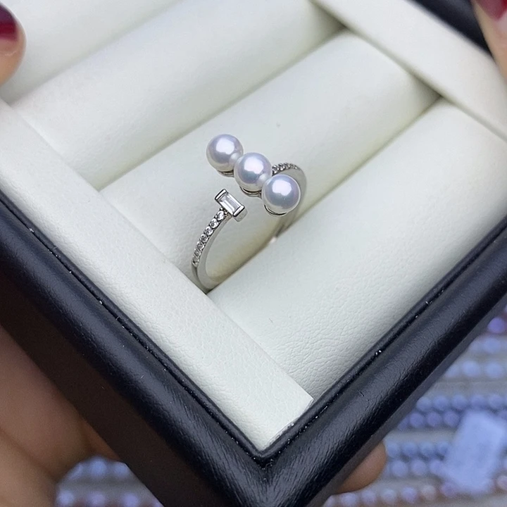 项链银S925镶嵌淡水珍珠4-5m