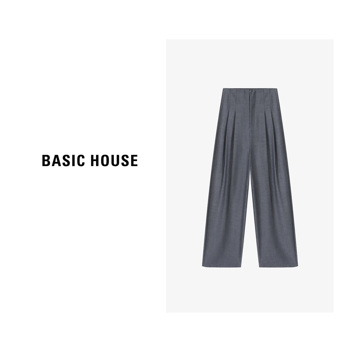 Basic House/百家好高能感尤莱特垂感直筒长裤-B0624H5Y392