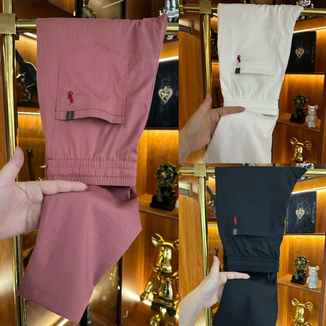 （9588老钱风蛇年）夏季高奢冰丝细亚麻男士清凉舒适透气休闲长裤