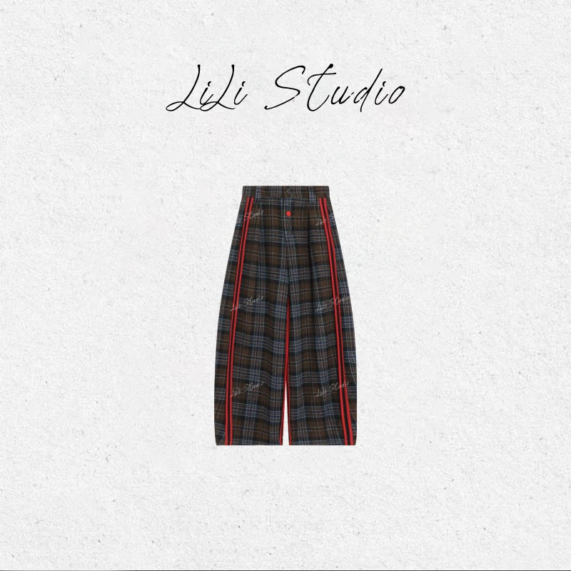 PCNY丨不理理「纹影流芳」百搭休闲撞色格纹羊毛直筒休闲裤