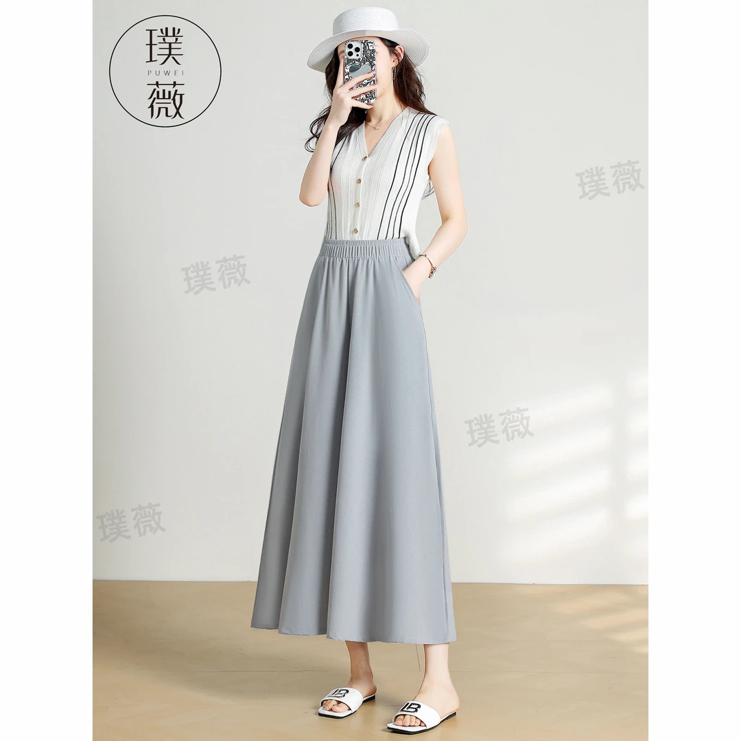 【有口袋】2025夏季新款法式酸醋段裤裙中长款时尚气质显瘦高腰裙裤