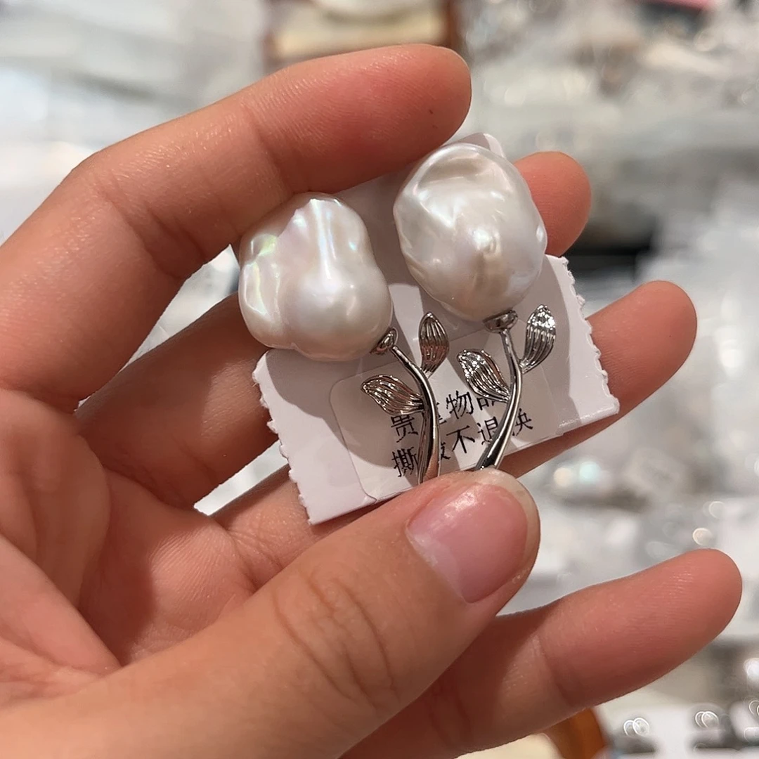 合金淡水珍珠耳饰