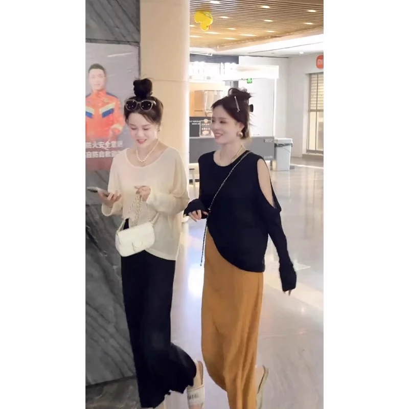 夏季气质黑色上衣半身裙套装女洋气显瘦两件套2025早秋新款女装