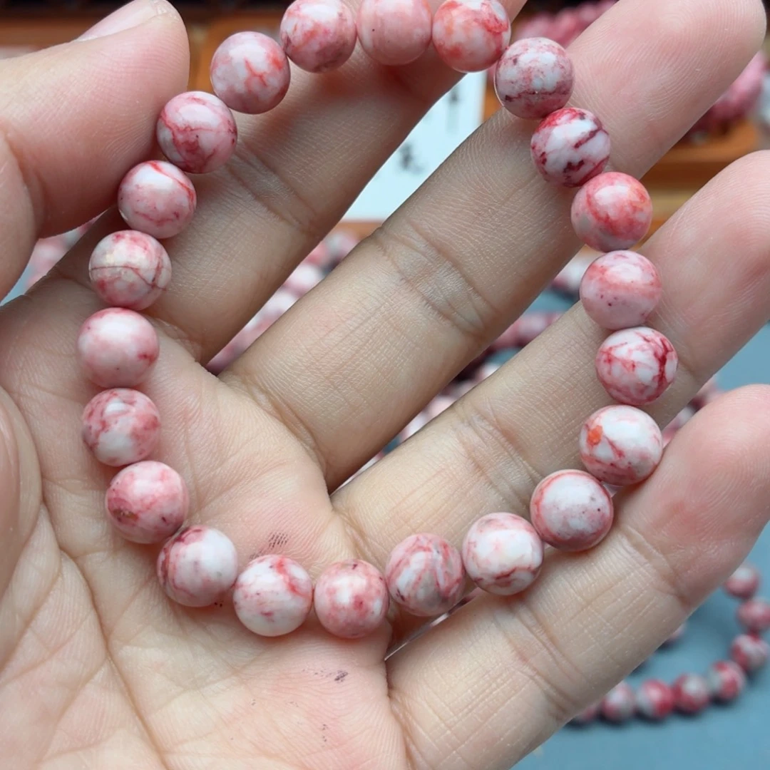 天然辰砂8原石手链2