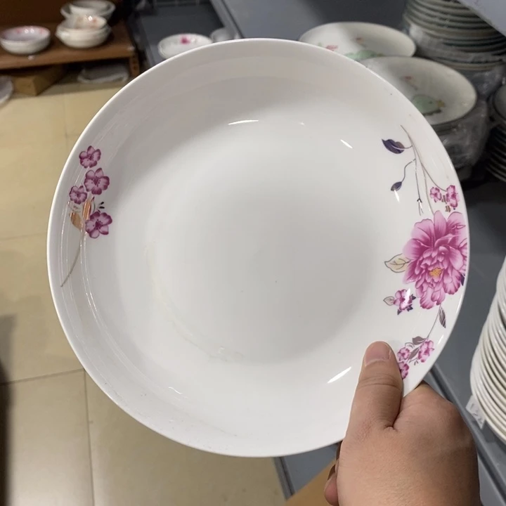 陶摆件131号8英寸4个装花开富贵圆盘