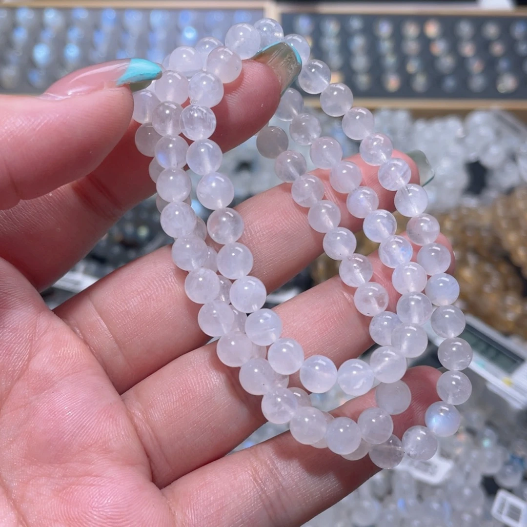 手链长石未镶嵌蓝月光手链多圈6mm