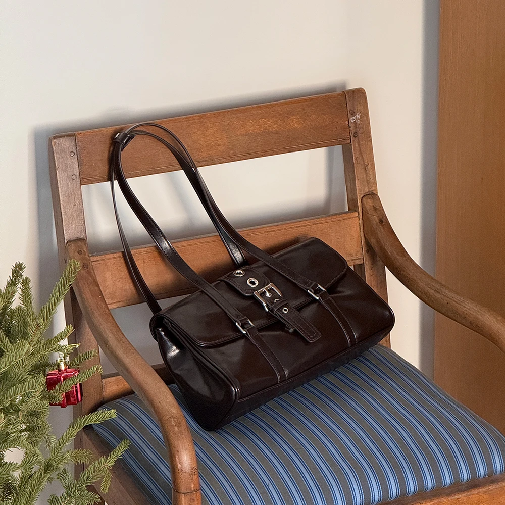 MICOCAH「冷萃咖啡」819巴恩风女包小众手提包美式复古单肩腋下包