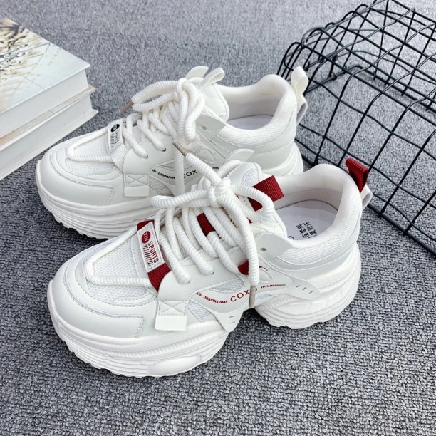 冰芙尼2025春季新款老爹鞋女网面透气小白鞋百搭运动休闲鞋585188