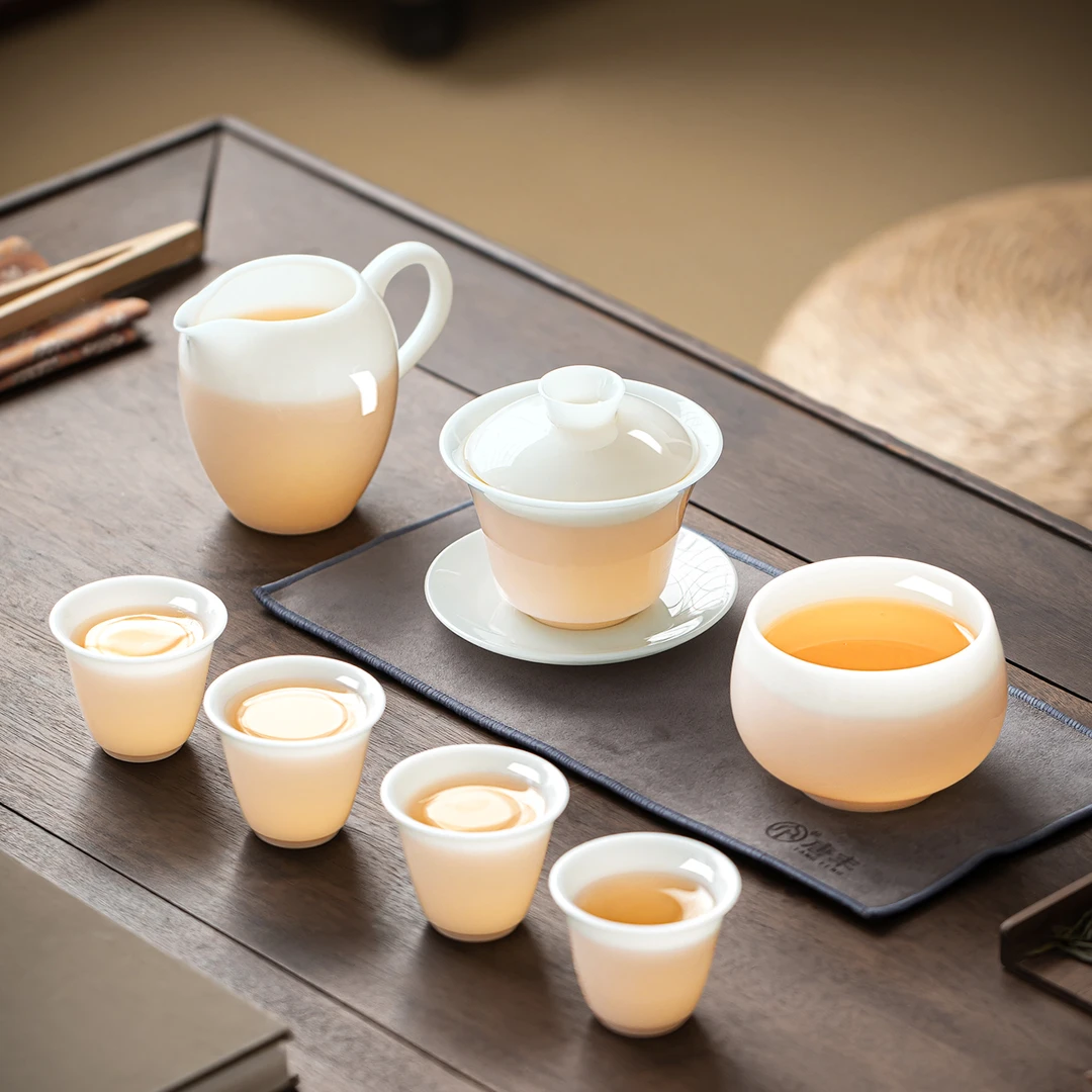 唐仙冰种璞玉瓷三才盖碗茶杯单个家用高端防烫泡茶碗带盖功夫茶具