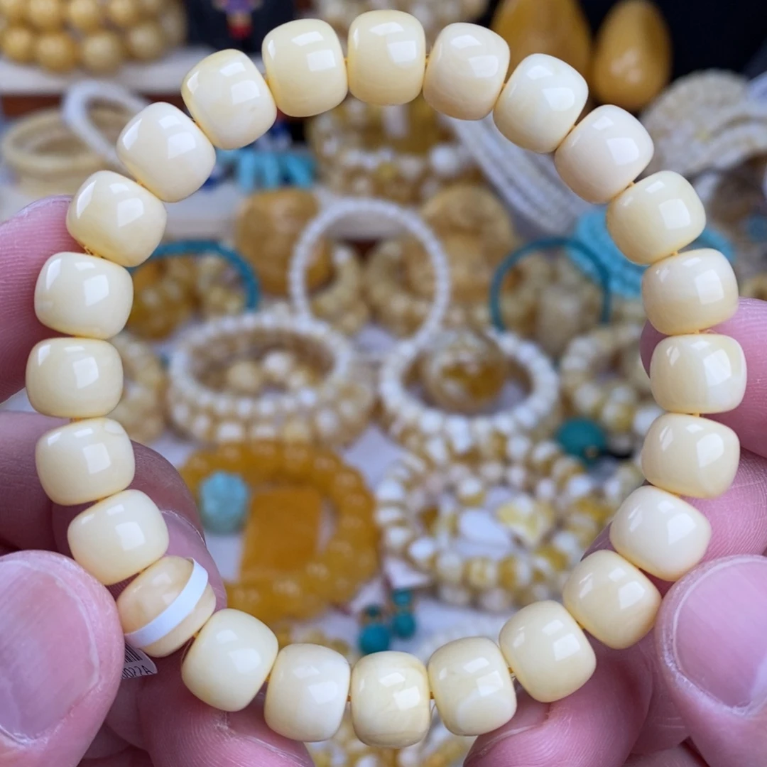 蜜蜡未镶嵌手链奶酪白特浓阿尔卑斯10mm