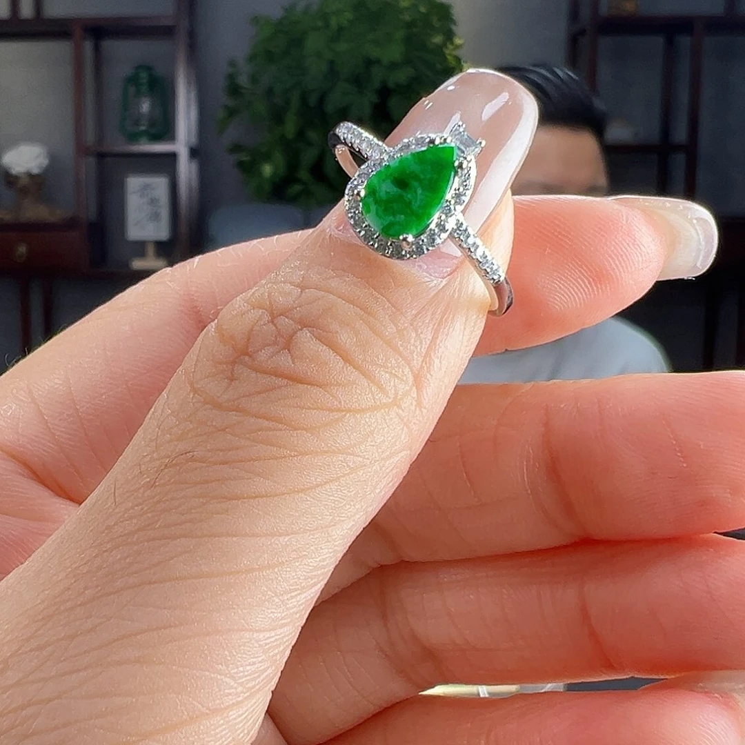 翡翠戒指银S925镶嵌戒指25