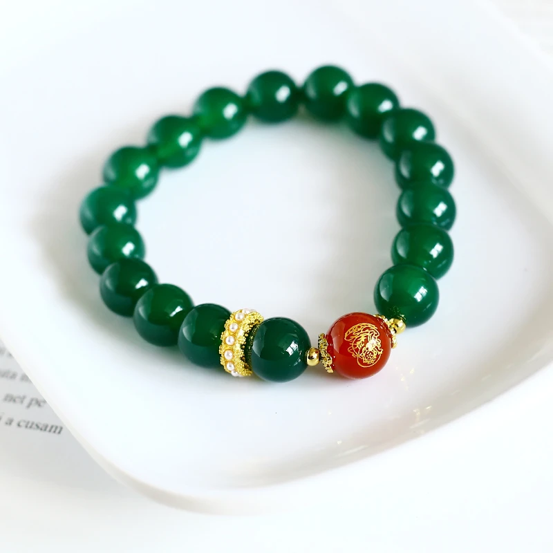 35-天然绿玛瑙手串 梵文手链 颜色微差 多样性发一 10019006