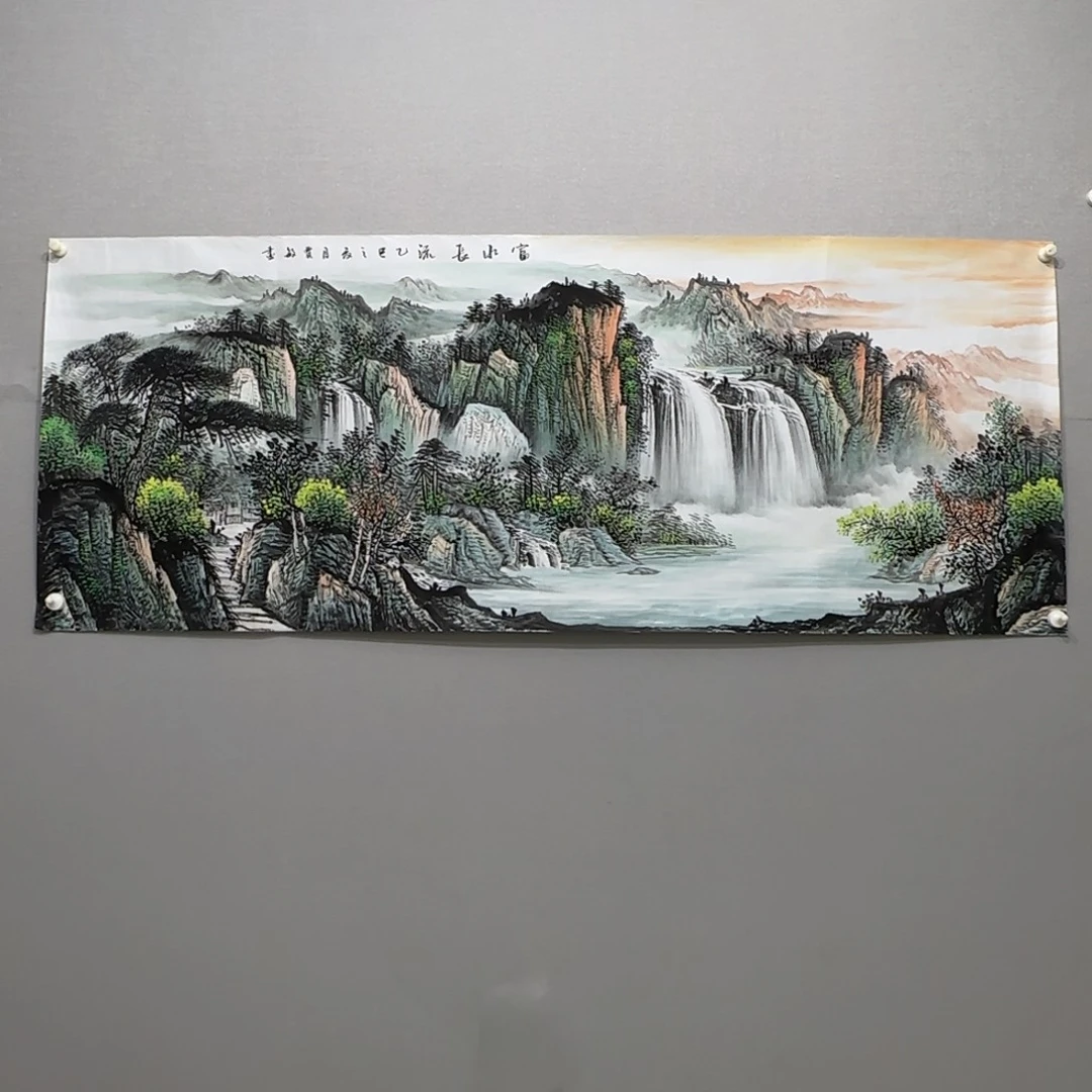 国画横幅六尺精品山水贾敏