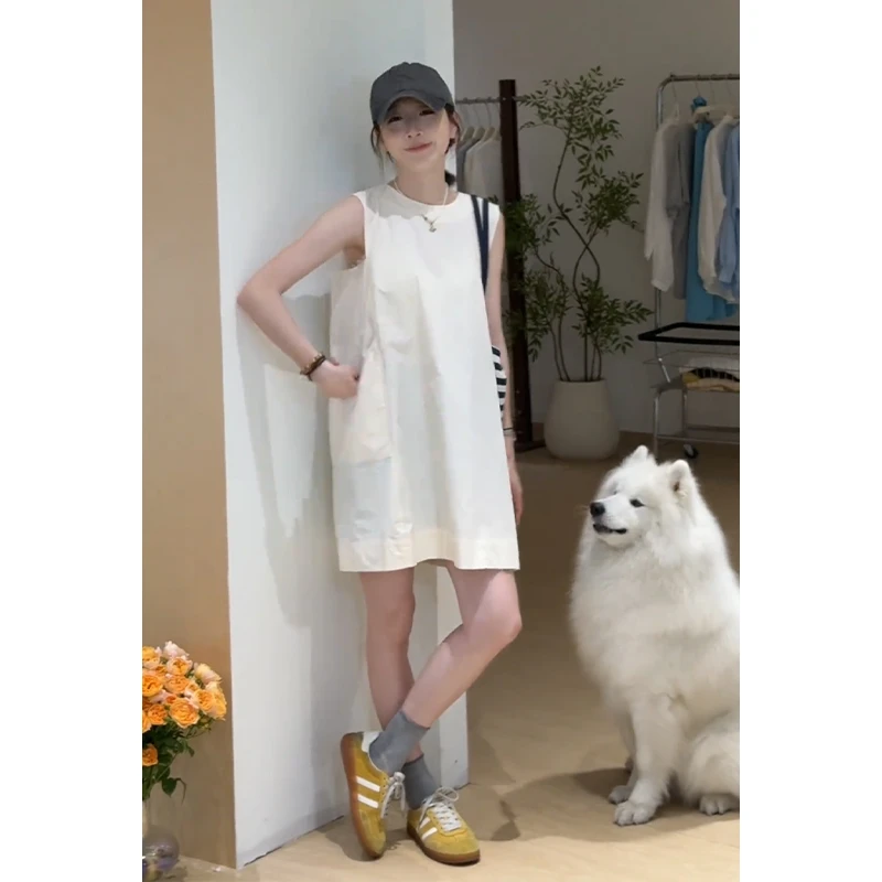 法式气质后背拉链带无袖连衣裙女2025年新款裙子夏季休闲背心短裙