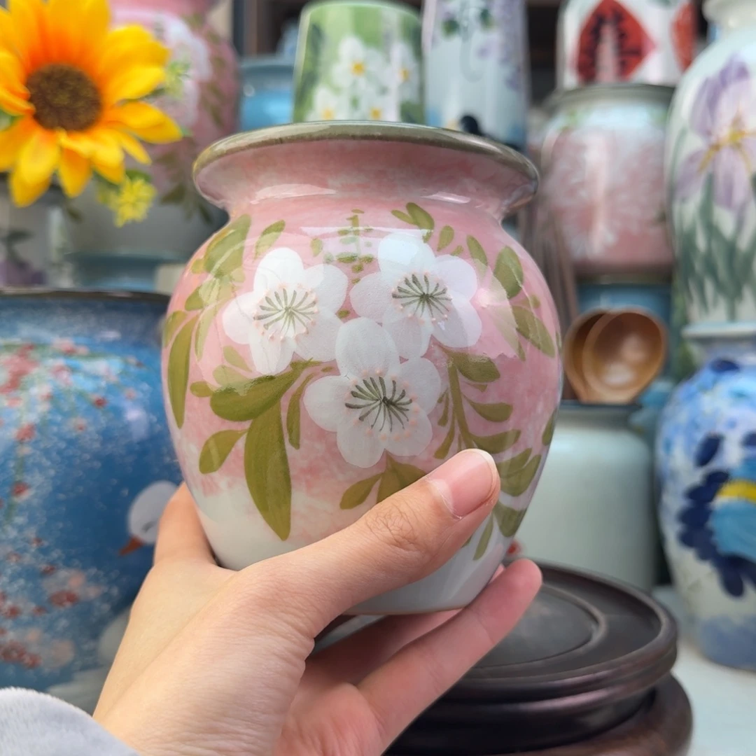 景德镇陶瓷手绘花瓶无孔